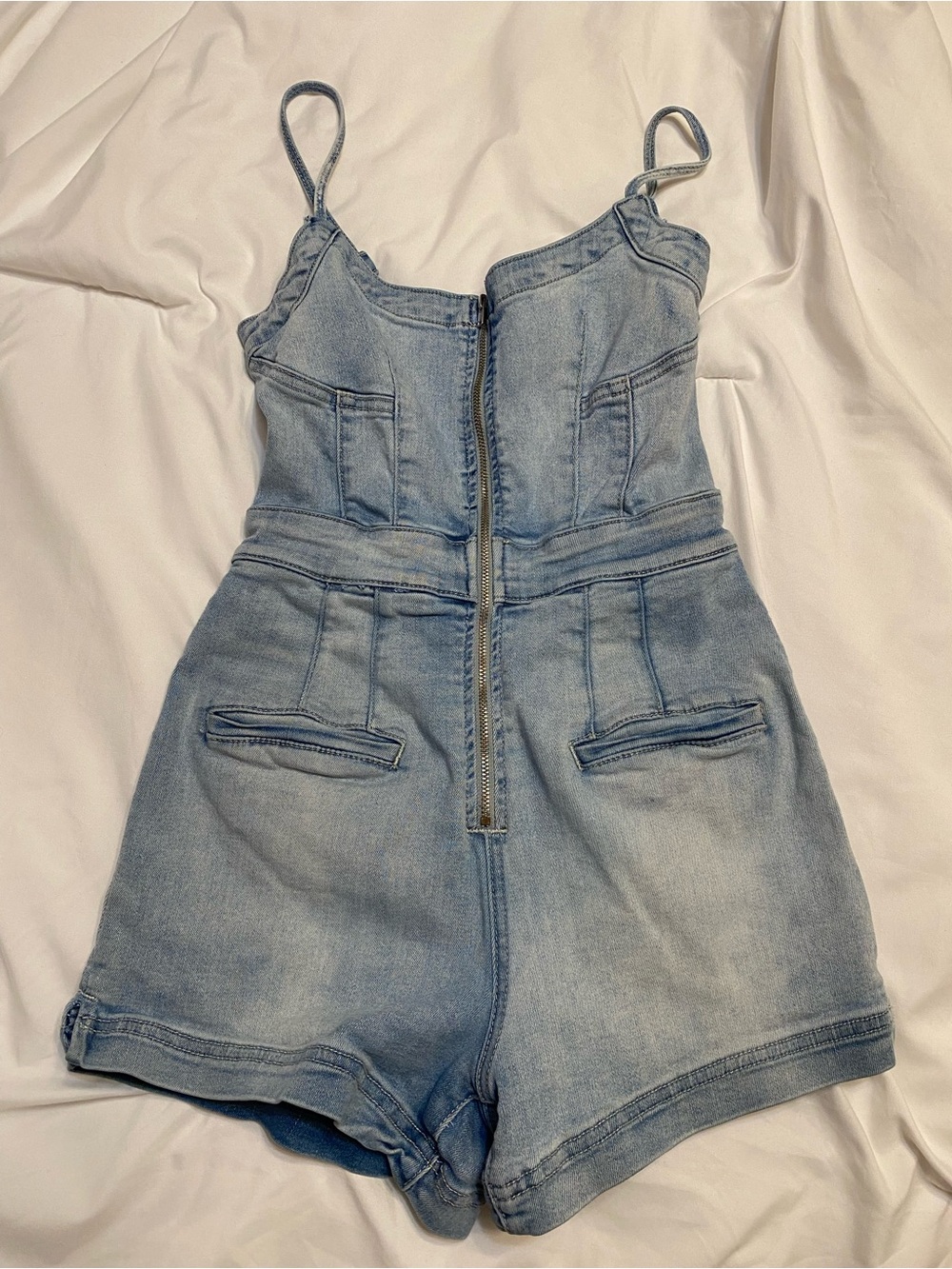Free People, We the free light blue denim romper